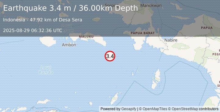 Earthquake BANDA SEA (3.4 m) (2025-08-29 06:32:36 UTC)