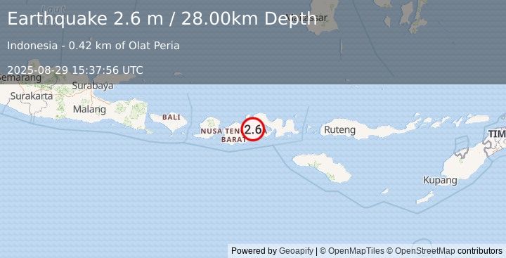 Earthquake SUMBAWA REGION, INDONESIA (2.6 m) (2025-08-29 15:37:56 UTC)