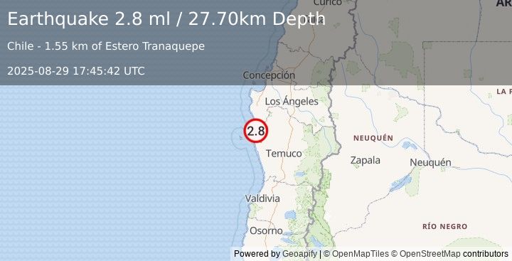 Earthquake BIO-BIO, CHILE (2.8 ml) (2025-08-29 17:45:42 UTC)