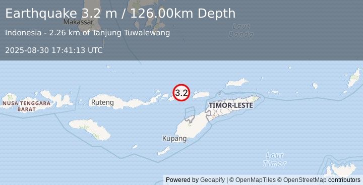 Earthquake FLORES REGION, INDONESIA (3.2 m) (2025-08-30 17:41:13 UTC)