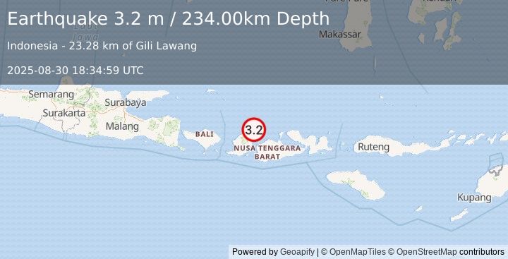 Earthquake LOMBOK REGION, INDONESIA (3.2 m) (2025-08-30 18:34:59 UTC)