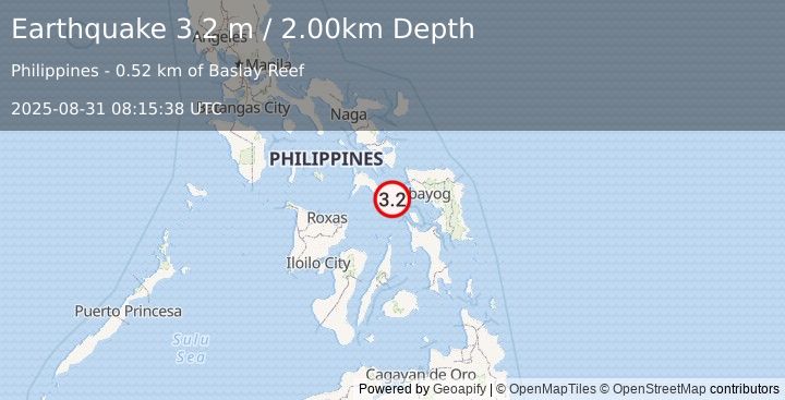 Earthquake LEYTE, PHILIPPINES (3.2 m) (2025-08-31 08:15:38 UTC)