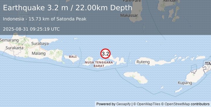 Earthquake SUMBAWA REGION, INDONESIA (3.2 m) (2025-08-31 09:25:19 UTC)
