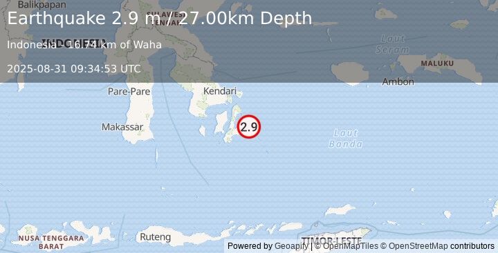 Earthquake BANDA SEA (2.9 m) (2025-08-31 09:34:53 UTC)