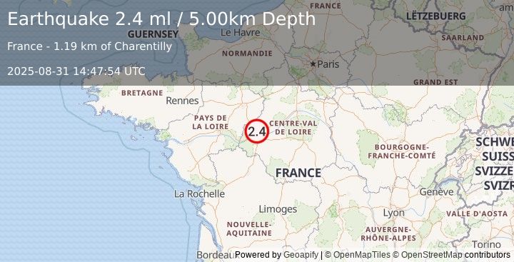 Earthquake FRANCE (2.4 ml) (2025-08-31 14:47:54 UTC)