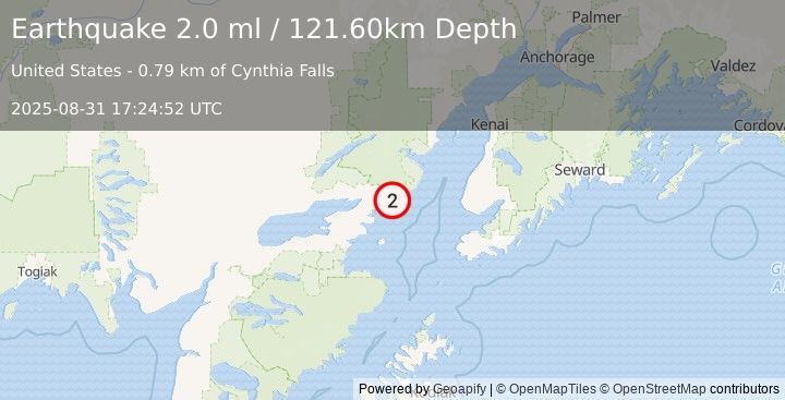 Earthquake SOUTHERN ALASKA (2.0 ml) (2025-08-31 17:24:52 UTC)