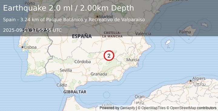Earthquake SPAIN (2.0 ml) (2025-09-01 17:55:55 UTC)