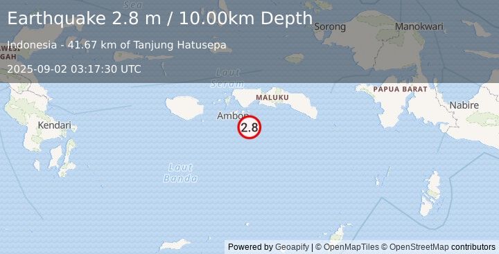 Earthquake BANDA SEA (2.8 m) (2025-09-02 03:17:30 UTC)