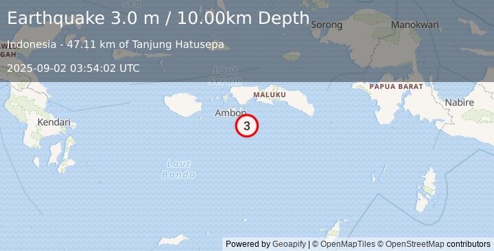 Earthquake BANDA SEA (3.0 m) (2025-09-02 03:54:02 UTC)