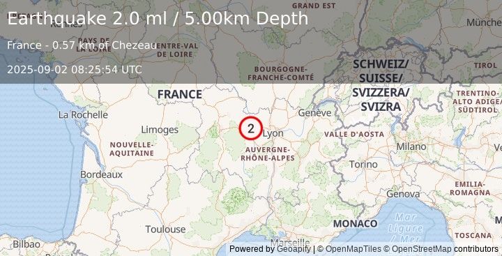 Earthquake FRANCE (2.0 ml) (2025-09-02 08:25:54 UTC)