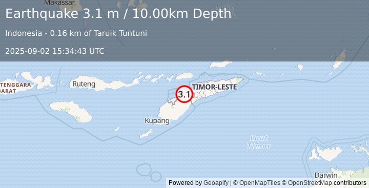 Earthquake TIMOR REGION (3.1 m) (2025-09-02 15:34:43 UTC)