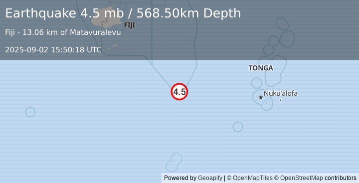 Earthquake FIJI REGION (4.5 mb) (2025-09-02 15:50:18 UTC)