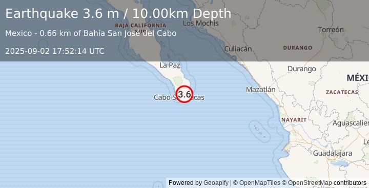 Earthquake GULF OF CALIFORNIA (3.6 m) (2025-09-02 17:52:14 UTC)