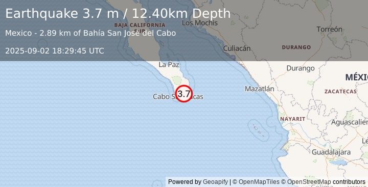 Earthquake GULF OF CALIFORNIA (3.7 m) (2025-09-02 18:29:45 UTC)