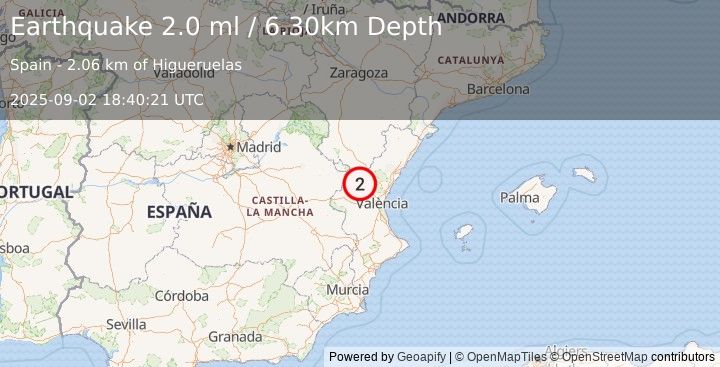 Earthquake SPAIN (2.0 ml) (2025-09-02 18:40:21 UTC)