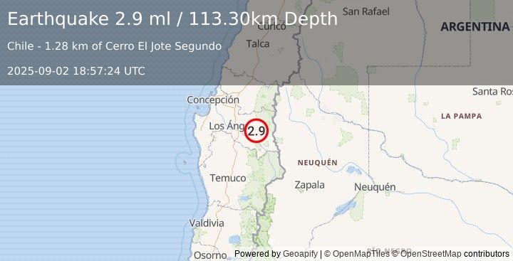 Earthquake BIO-BIO, CHILE (2.9 ml) (2025-09-02 18:57:24 UTC)