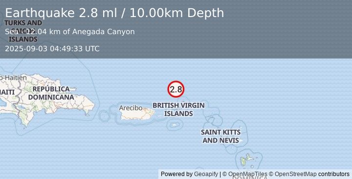 Earthquake VIRGIN ISLANDS REGION (3.9 md) (2025-09-03 04:49:27 UTC)