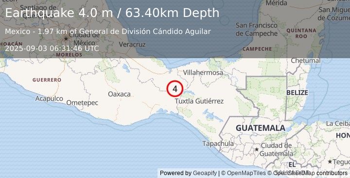 Earthquake VERACRUZ, MEXICO (4.0 m) (2025-09-03 06:31:46 UTC)