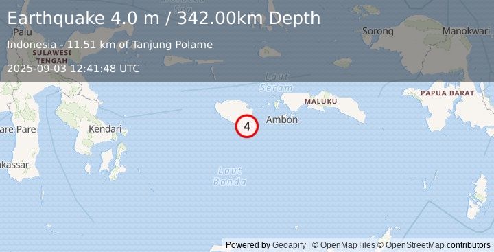 Earthquake SERAM, INDONESIA (4.0 m) (2025-09-03 12:41:48 UTC)