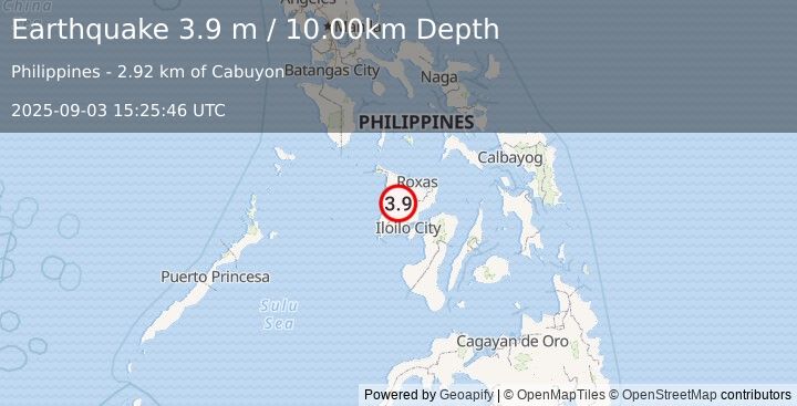 Earthquake PANAY, PHILIPPINES (3.9 m) (2025-09-03 15:25:46 UTC)