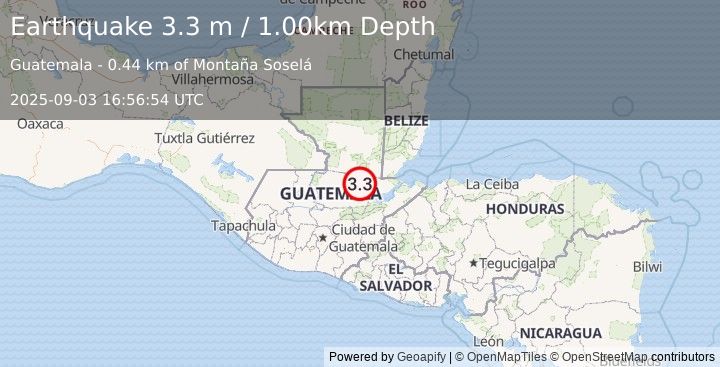 Earthquake GUATEMALA (3.4 m) (2025-09-03 16:56:55 UTC)