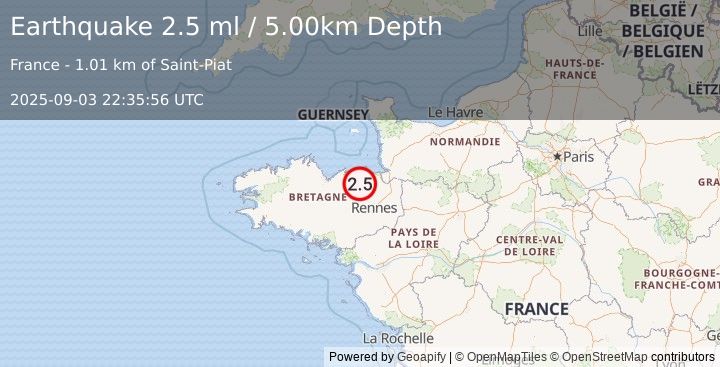 Earthquake FRANCE (2.5 ml) (2025-09-03 22:35:56 UTC)
