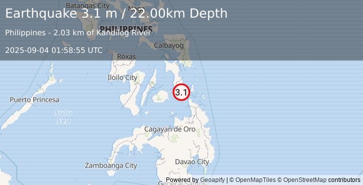 Earthquake LEYTE, PHILIPPINES (3.1 m) (2025-09-04 01:58:55 UTC)
