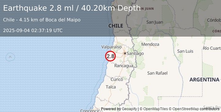 Earthquake OFFSHORE VALPARAISO, CHILE (2.8 ml) (2025-09-04 02:37:18 UTC)