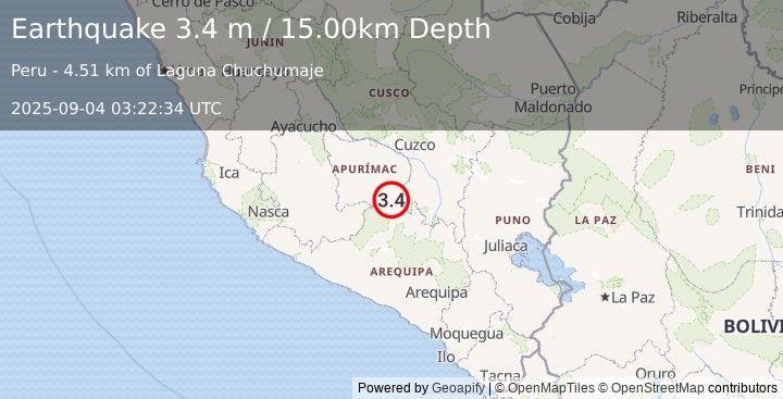 Earthquake CENTRAL PERU (3.4 m) (2025-09-04 03:22:34 UTC)
