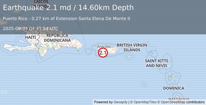 Earthquake PUERTO RICO (2.1 md) (2025-09-04 04:45:54 UTC)