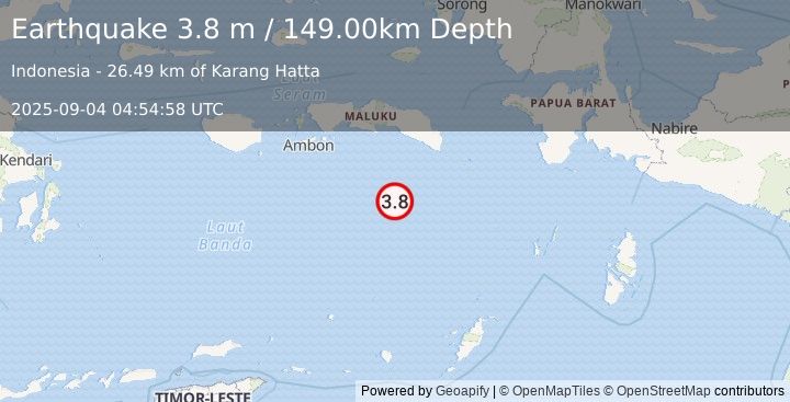 Earthquake BANDA SEA (3.8 m) (2025-09-04 04:54:58 UTC)