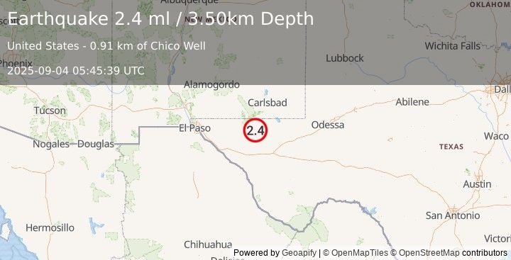 Earthquake WESTERN TEXAS (2.4 ml) (2025-09-04 05:45:39 UTC)