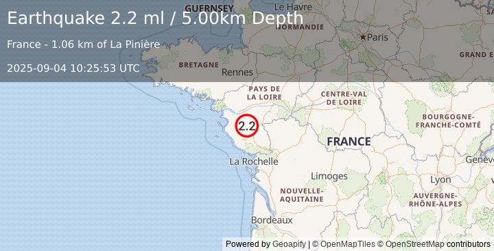 Earthquake FRANCE (2.2 ml) (2025-09-04 10:25:53 UTC)