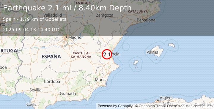Earthquake SPAIN (2.1 ml) (2025-09-04 13:14:40 UTC)