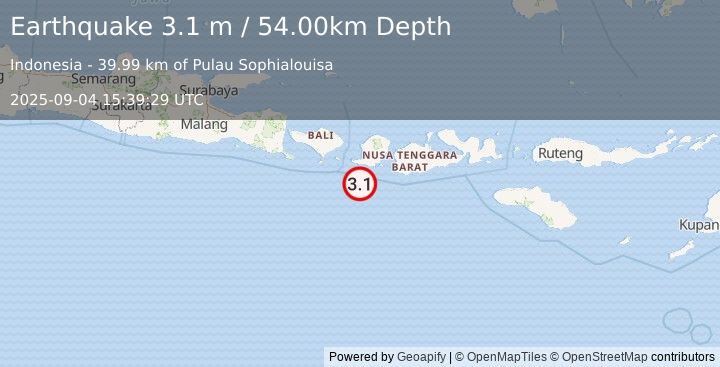 Earthquake LOMBOK REGION, INDONESIA (3.1 m) (2025-09-04 15:39:29 UTC)