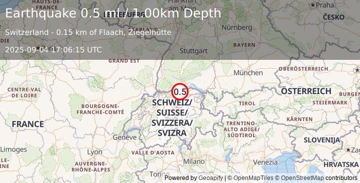 Earthquake SWITZERLAND (0.5 ml) (2025-09-04 17:06:15 UTC)