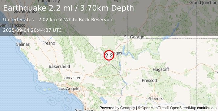 Earthquake NEVADA (2.2 ml) (2025-09-04 20:44:37 UTC)