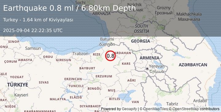 Earthquake EASTERN TURKEY (0.8 ml) (2025-09-04 22:22:35 UTC)