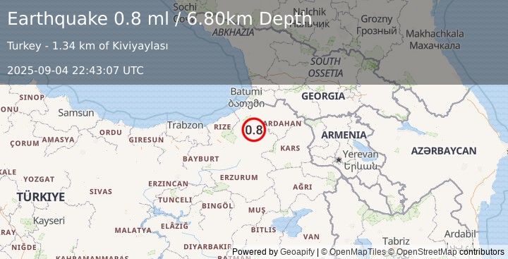 Earthquake EASTERN TURKEY (0.8 ml) (2025-09-04 22:43:07 UTC)