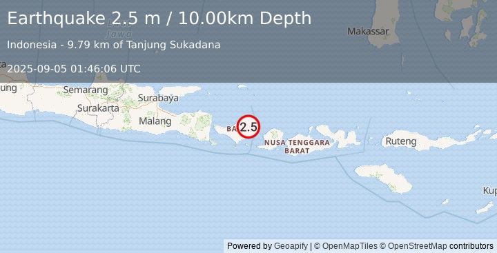 Earthquake BALI REGION, INDONESIA (2.5 m) (2025-09-05 01:46:06 UTC)
