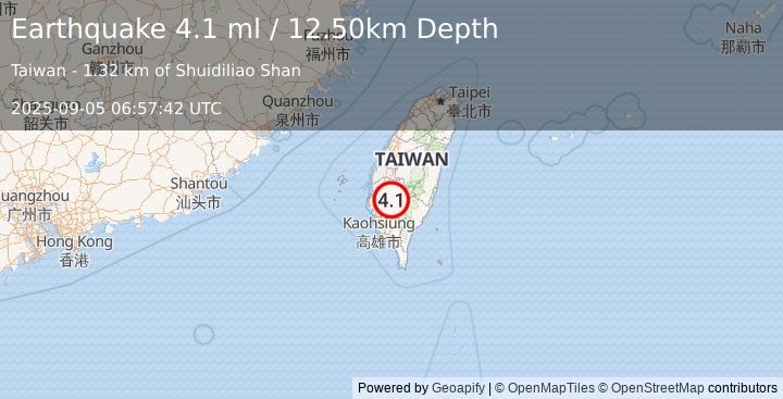 Earthquake TAIWAN (4.1 ml) (2025-09-05 06:57:42 UTC)