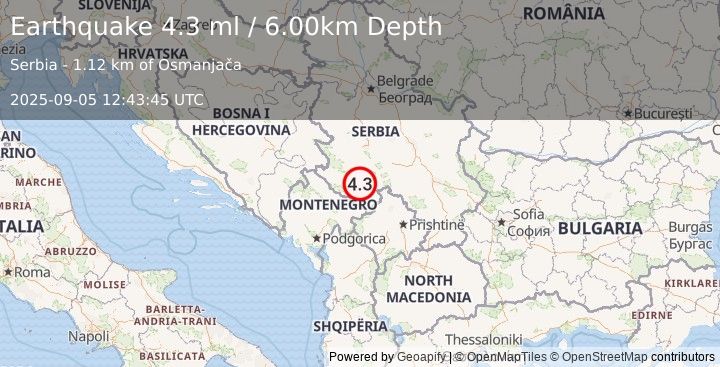 Earthquake SERBIA (4.2 m) (2025-09-05 12:43:46 UTC)