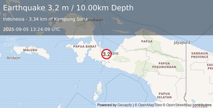Earthquake PAPUA, INDONESIA (3.2 m) (2025-09-05 13:24:09 UTC)