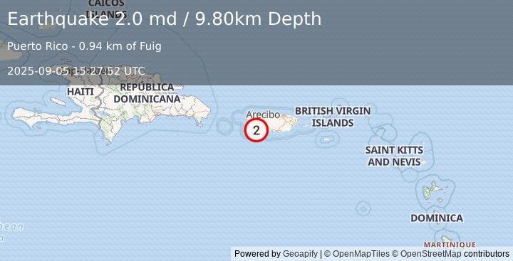 Earthquake PUERTO RICO (2.0 md) (2025-09-05 15:27:52 UTC)