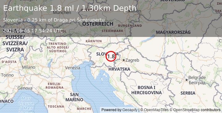 Earthquake SLOVENIA (1.8 ml) (2025-09-05 17:54:24 UTC)
