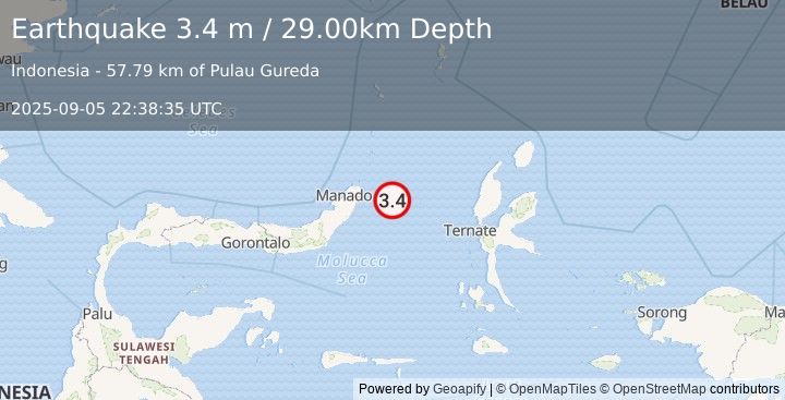 Earthquake MOLUCCA SEA (3.4 m) (2025-09-05 22:38:35 UTC)