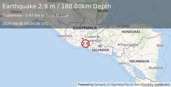 Earthquake GUATEMALA (2.9 m) (2025-09-06 00:04:06 UTC)