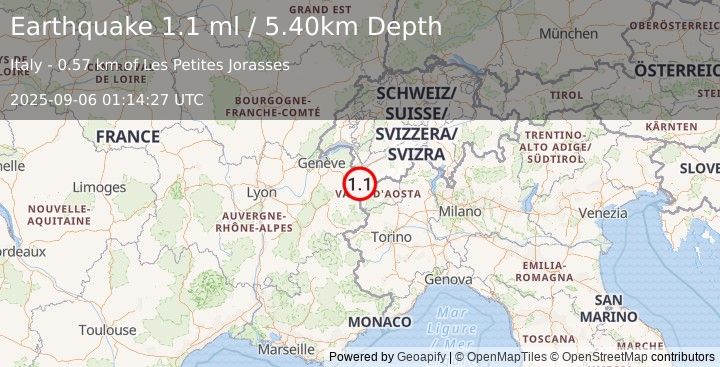 Earthquake FRANCE (1.1 ml) (2025-09-06 01:14:27 UTC)