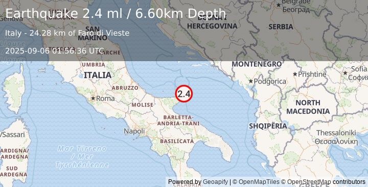 Earthquake ADRIATIC SEA (2.4 ml) (2025-09-06 01:56:36 UTC)