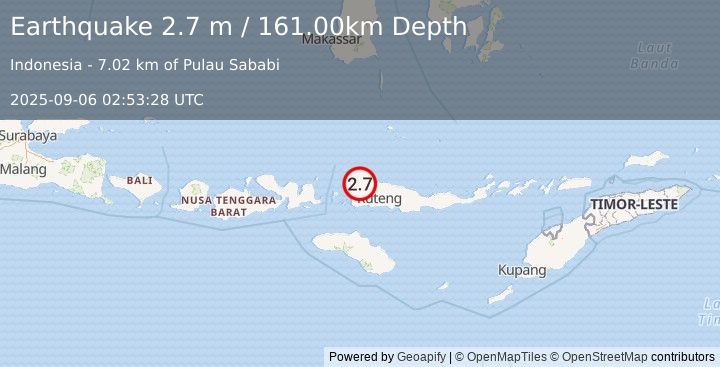 Earthquake FLORES REGION, INDONESIA (2.7 m) (2025-09-06 02:53:28 UTC)